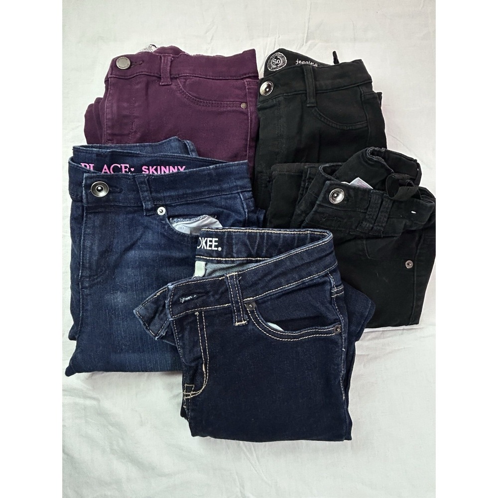 Girls Jeans Lot x5 Size 10 Black Blue Maroon Straight Jegging